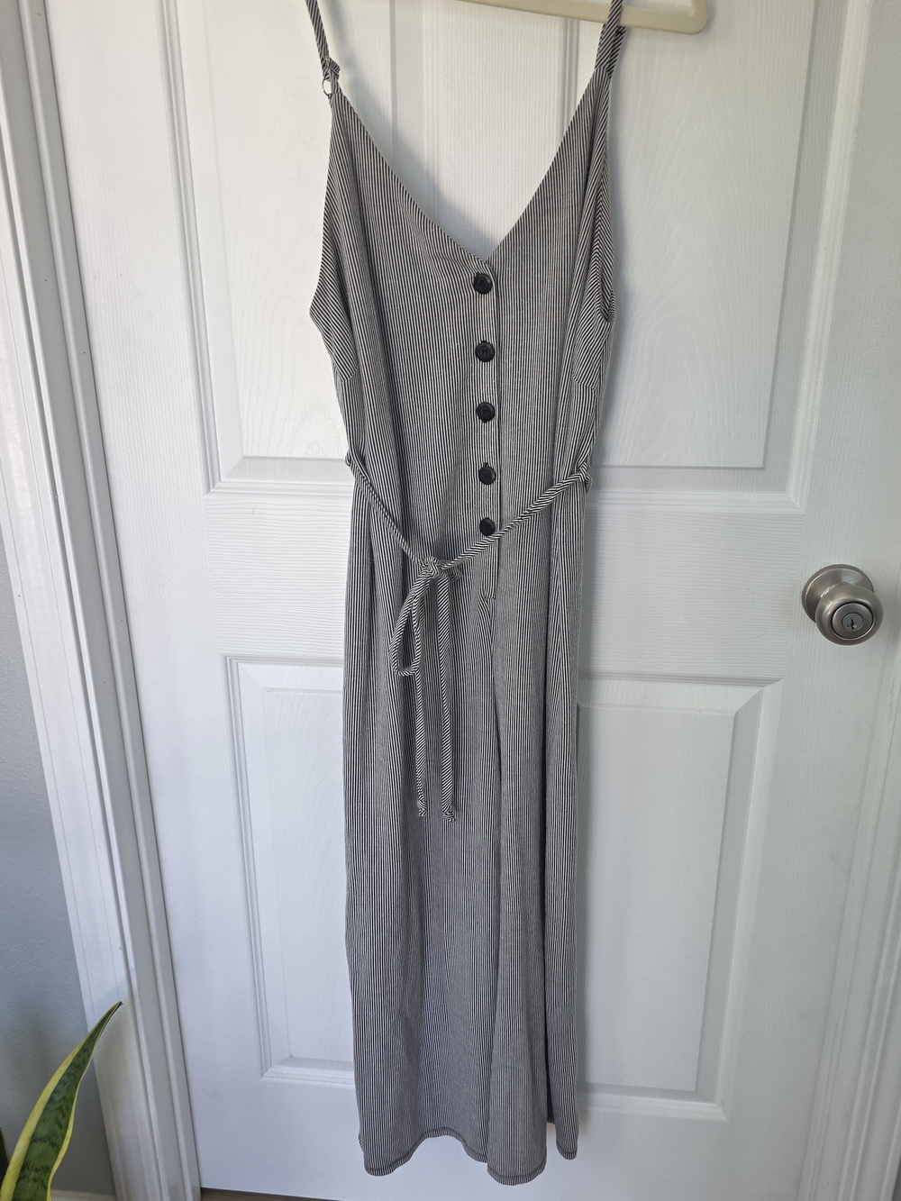 Audrey 3+1 Gray Striped Button-Front Maxi Dress